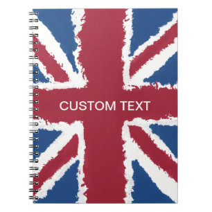 Custom Text Union Jack Flag Art by Heva Weva  Notebook