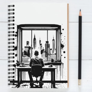 Custom Text Urban Skyline Art Notebook