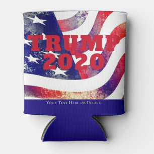 Custom Text USA Flag Trump 2024 Patriotic RW&Blue Can Cooler