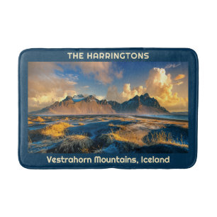 Custom Text Vestrahorn Mountains, Iceland Bath Mat