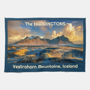 Custom Text Vestrahorn Mountains, Iceland Tea Towel