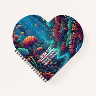 Custom Text Vibrant Mushroom Coral Reef Underwater Notebook