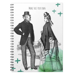 CUSTOM TEXT - Victorian Gentleman + Lady NoteBook