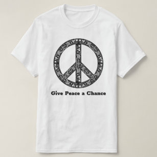 Custom Text Vintage Black/White Peace Sign No War T-Shirt