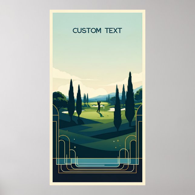 Custom Text Vintage Golfer Gift Poster (Front)