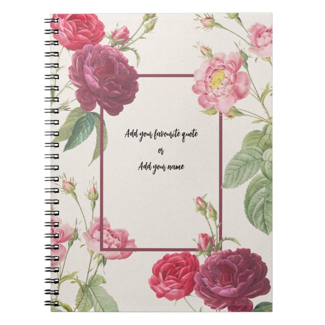CUSTOM TEXT : Vintage Rose | Notebook Journal (Front)