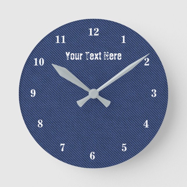 Custom Text Wall Clock - Blue Jeans (Front)
