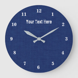 Custom Text Wall Clock - Modern Blue Jeans