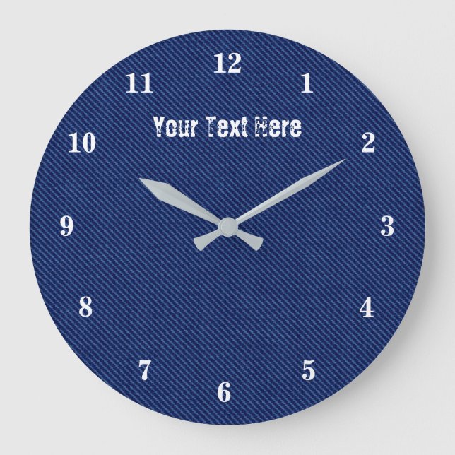 Custom Text Wall Clock - Modern Blue Jeans (Front)