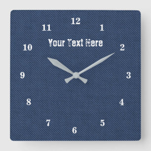 Custom Text Wall Clock with Blue Jeans Fabric
