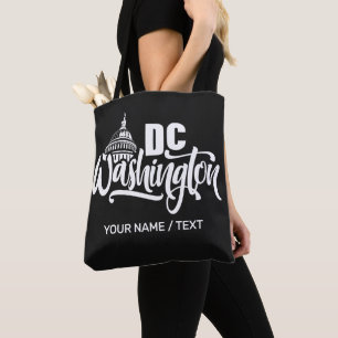 Custom Text Washington DC Tote Bag
