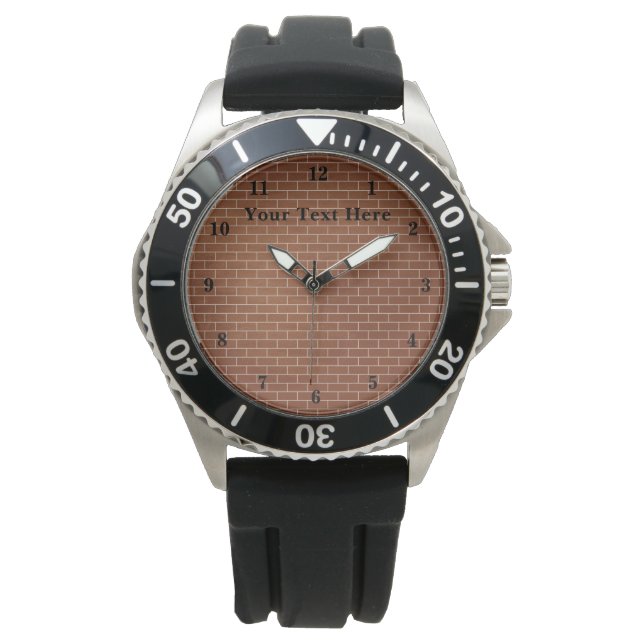 Custom Text Watch with Brick Wall Design (Front)