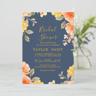 Custom Text Water Flora Bridal Shower Invitation