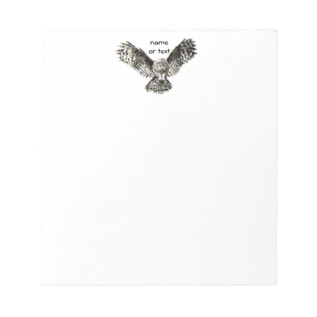 Custom Text, Watercolor Owl, Bird Animal, Nature Notepad (Front)