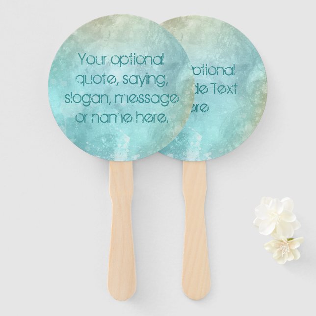 Custom text Watercolor Splash hand fans (Front and Back)