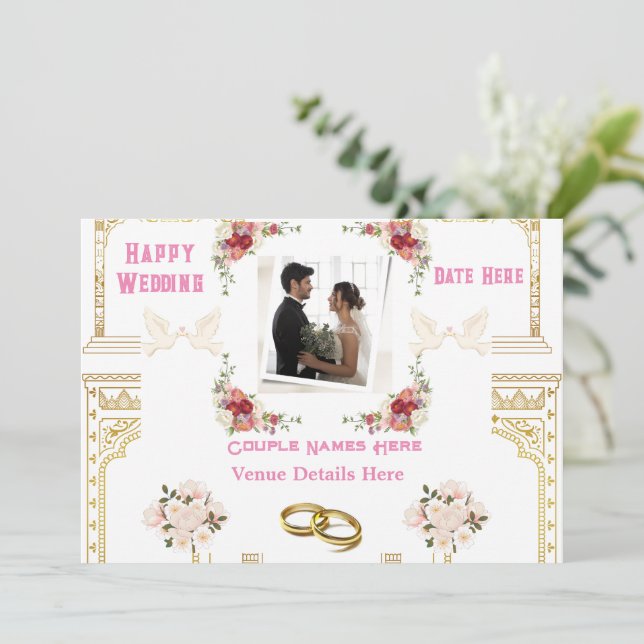 Custom Text Wedding Bridal Marriage Invitations (Standing Front)