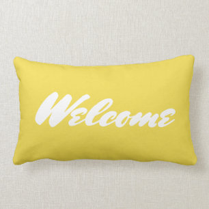 Custom Text Welcome Yellow Lumbar Pillow