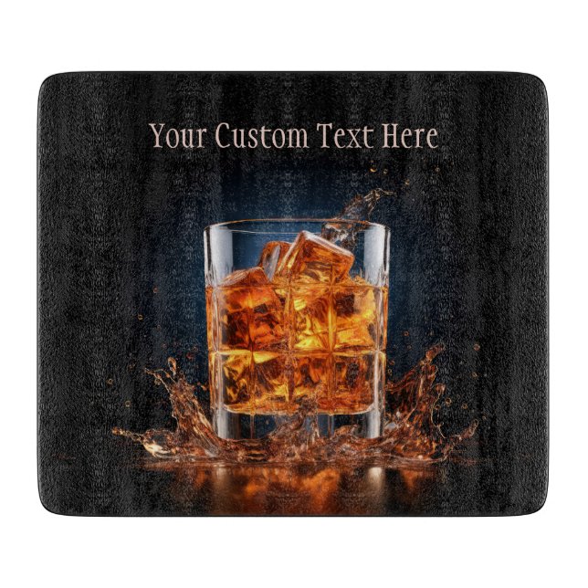 Custom Text Whiskey On The Rocks Cutting Board (Front)