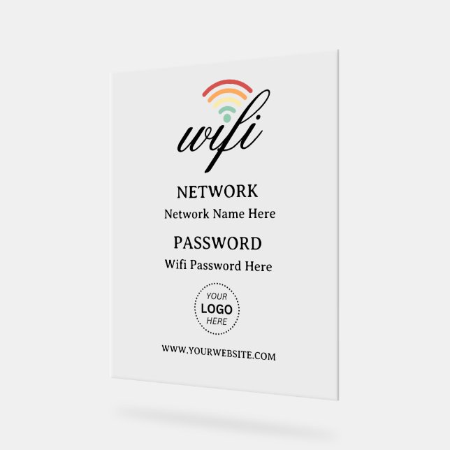 Custom text Wifi Password Network Acrylic Sign (Angle)