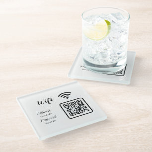 Custom text Wifi Password Network for QR Code Glass Coaster