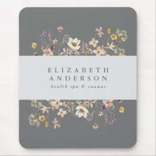Custom Text Wildflower Botanical Floral Mouse Mat