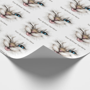 Custom Text Winking Cat Wrapping Paper
