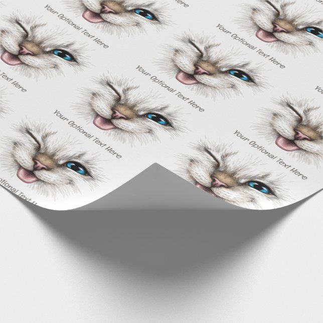 Custom Text Winking Cat Wrapping Paper (Corner)