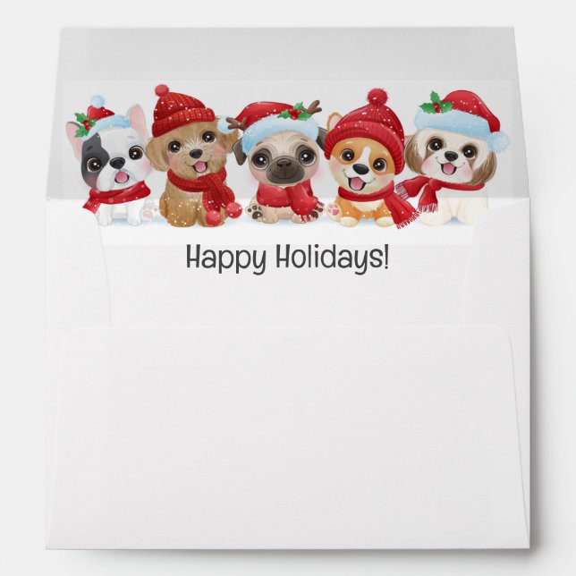 Custom Text Winter Puppies Envelope (Back (Bottom))