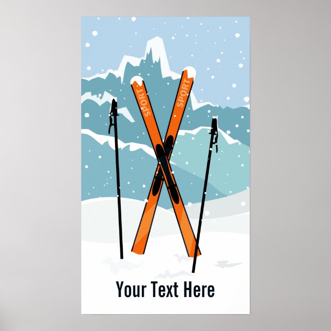 Custom Text Winter Skiing poster (Front)