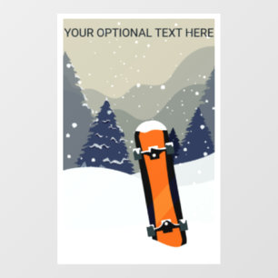 Custom Text Winter Snowboarding Window Cling