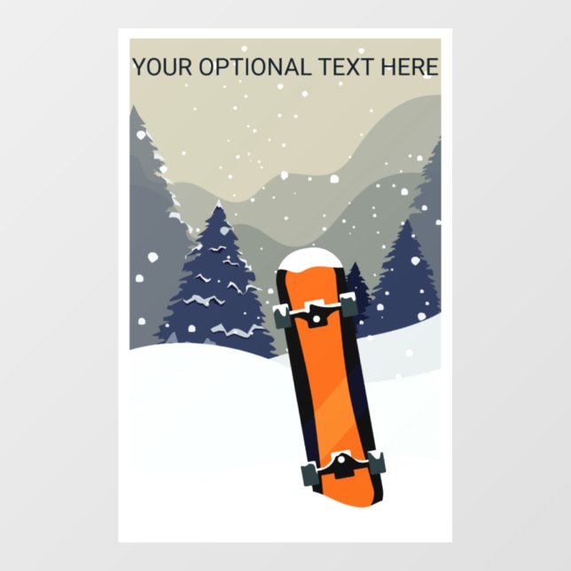 Custom Text Winter Snowboarding Window Cling (Sheet)