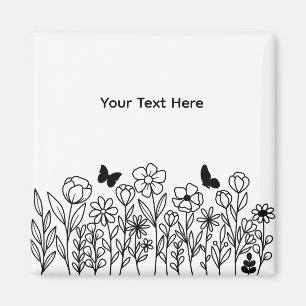 Custom Text with Flowers Magnet