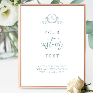 Custom Text with Sea Glass Monogram Wedding Sign
