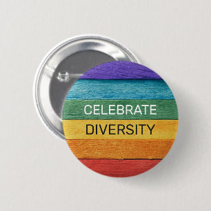 Custom Text Wood-Textured Rainbow Flag 6 Cm Round Badge