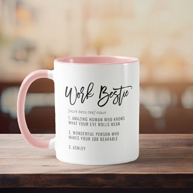 Custom Text Work Bestie Fun CoWorker Colleague  Mug (Creator Uploaded)
