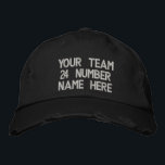 Custom Text Your Hat Embroidered Baseball Cap<br><div class="desc">Simple Personalized Promotional Baseball Caps - Add Your Text - Name - Team - Company / Number / Letter / Slogan - Tagline / or Website , Phone , E-mail , Social Media Handle , Address , Logo - Photo / more - Choose Your Color / Size / Font -...</div>