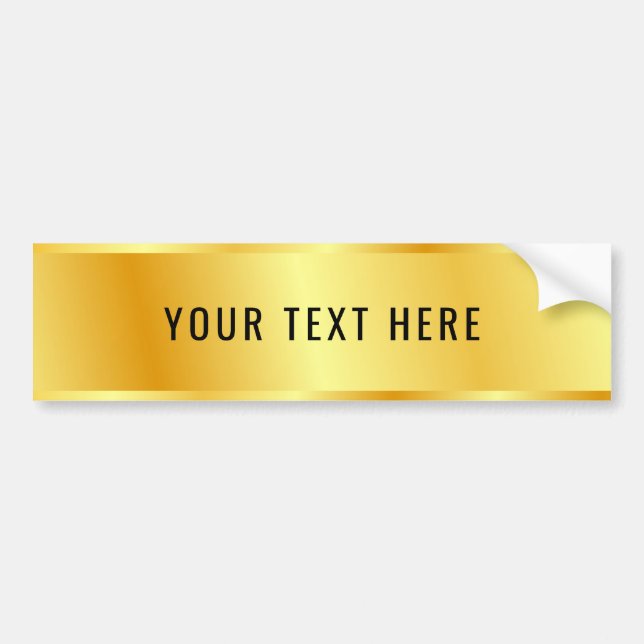Custom Text Your Logo Here Elegant Faux Gold Bumper Sticker (Front)