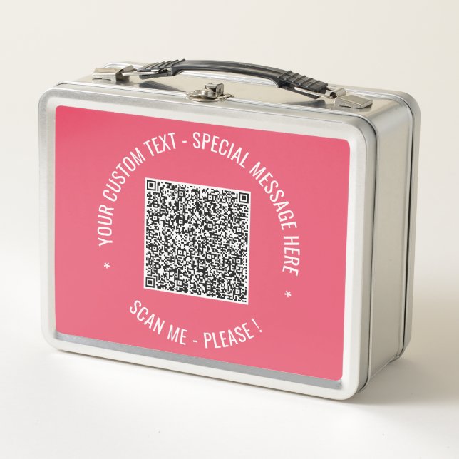 Custom Text Your QR Code Metal Lunch Box Example (Front)