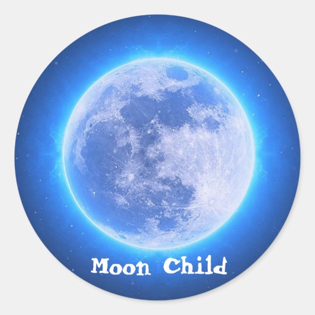 Custom Text Zodiac Cancer Blue Moon Child Sticker (Front)