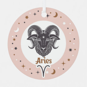 Custom Text Zodiac Sign Aries Metal Tree Decoration