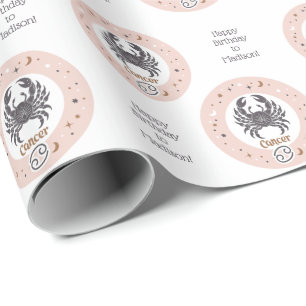 Custom Text Zodiac Sign Cancer Wrapping Paper