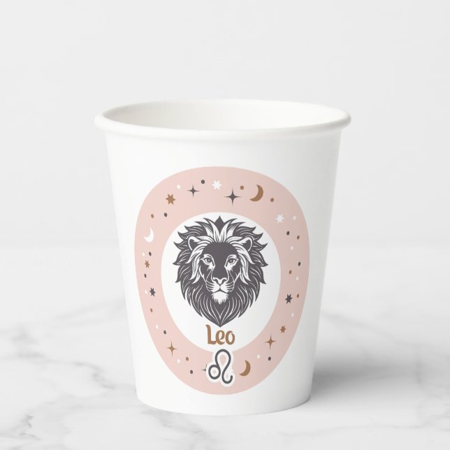 Custom Text Zodiac Sign Leo Paper Cups (Front)