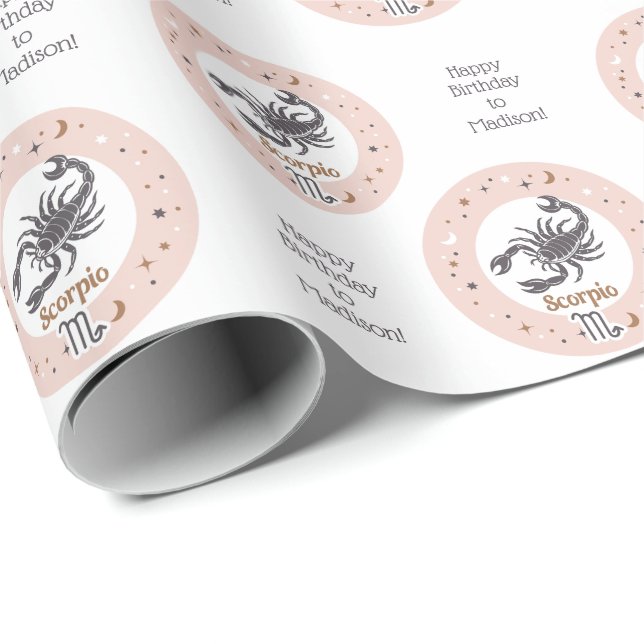 Custom Text Zodiac Sign Scorpio Wrapping Paper (Roll Corner)