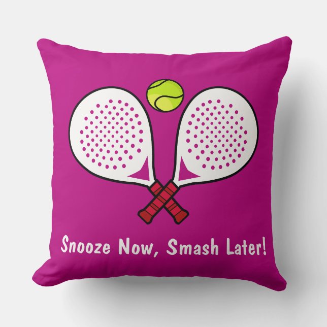 Custom text🎾Padel Rally Wrap hot pink Cushion (Front)