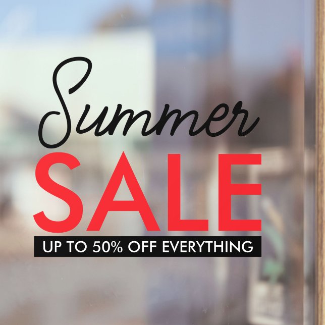 Custom Texts Red Sale Elegant Script Store Signage Window Cling (Creator Uploaded)