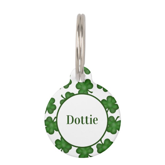 Custom Textured Clovers Pet ID Tag (Front)
