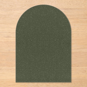 Custom Textured Moss Green Arch Acrylic Invitation
