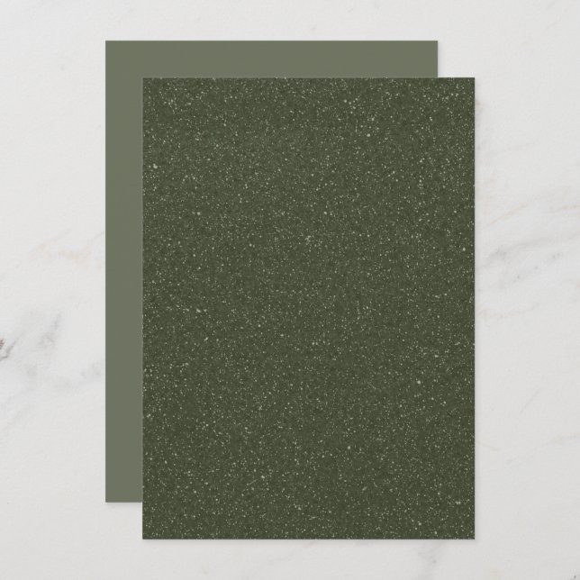 Custom Textured Moss Green Flat Announcement Card (Front/Back)