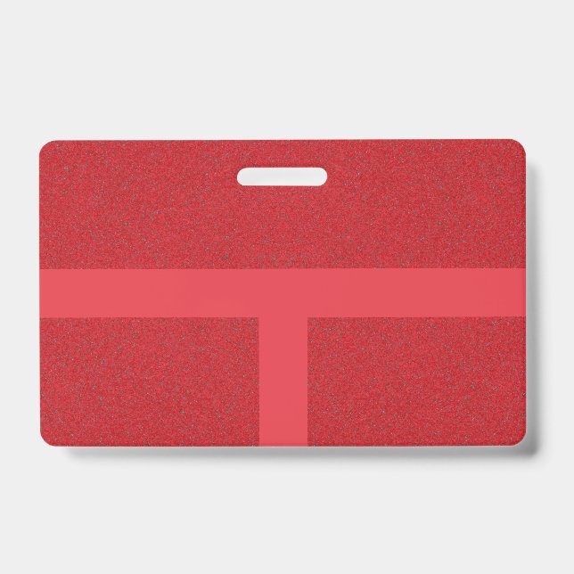 Custom Textured Red Badge with Bold T-Bar Layout ID Badge (Front)