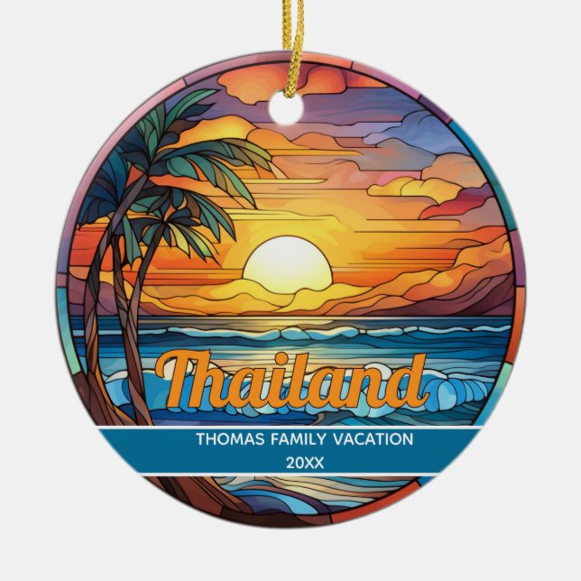 Custom Thailand Beach  Ceramic Tree Decoration (Front)